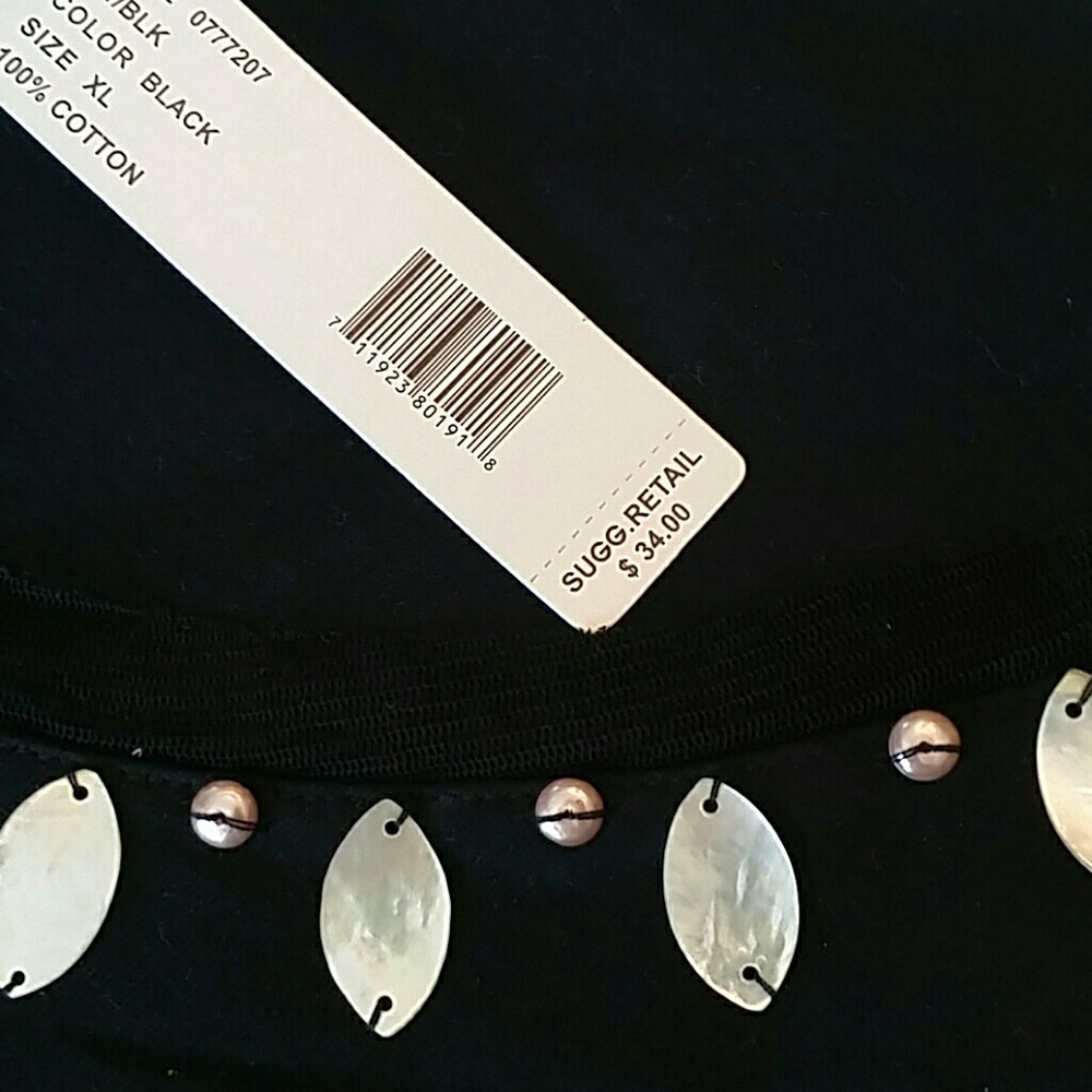2 for $22--August Silk T-Shirt w/ Abalone & Lace - Picture 3 of 7